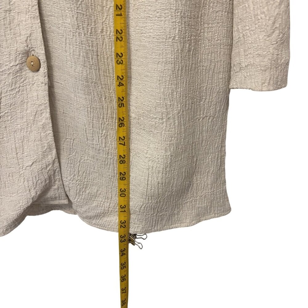 Carole Little Embroidered Button-Down Cream Tunic Rayon/Linen Blend Size 8 - Picture 8 of 9